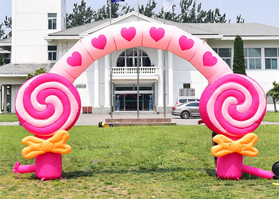 Pink Children'S Birthday Party Decoration Inflatable Candy Floss Arch For Festival