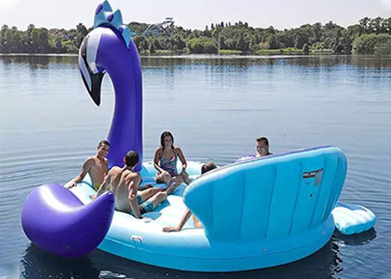 6 Persons Inflatable Giant Peacock Pool Float Island Pool Lake Party Floating Boats