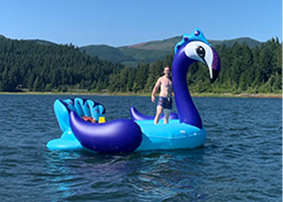 6 Persons Inflatable Giant Peacock Pool Float Island Pool Lake Party Floating Boats