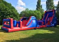 Inflatable Boot Camp Obstacle Courses Blue &amp; Red Customized Commercial Activities Game