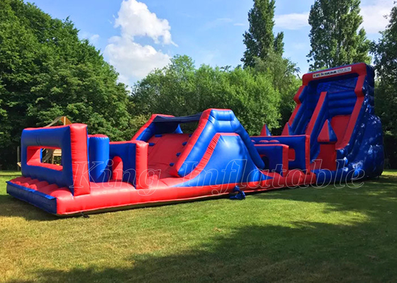 Inflatable Boot Camp Obstacle Courses Blue & Red Customized Commercial Activities Game