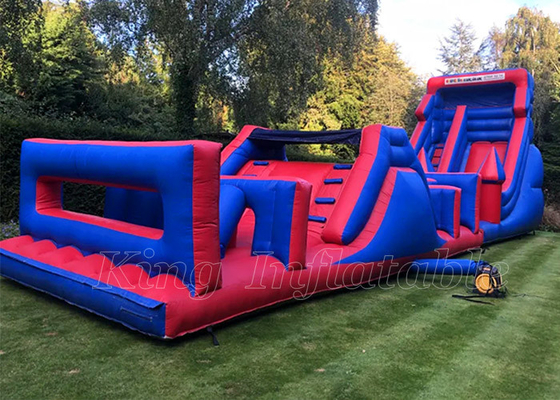 Inflatable Boot Camp Obstacle Courses Blue & Red Customized Commercial Activities Game