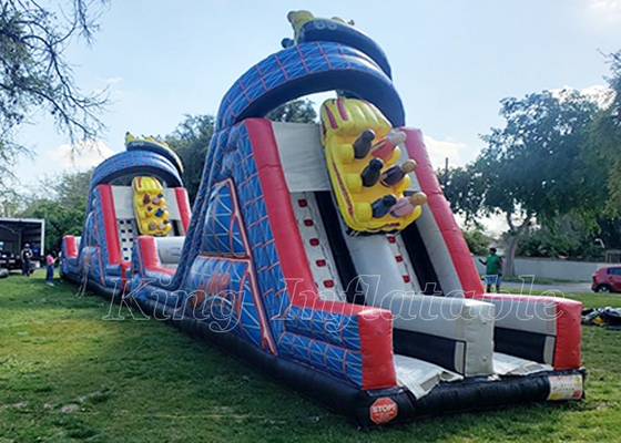 Backyard Obstacle Course Bounce House PVC Blue Largest Inflatable Obstacle Course Run