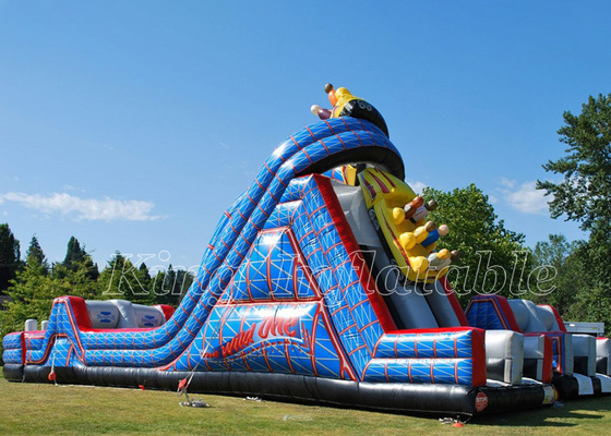 Backyard Obstacle Course Bounce House PVC Blue Largest Inflatable Obstacle Course Run