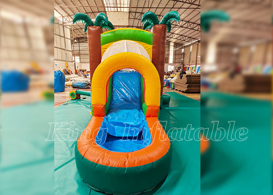 Tropical Jungle Theme Bounce House Kids Jumping Bouncy Castle Inflatable Bouncer Combo With Pool Water Slide