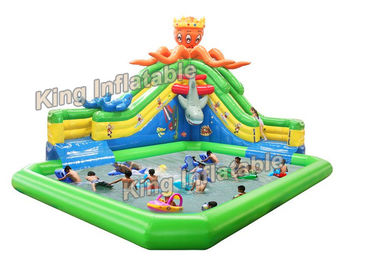 Ocean Themed Inflatable Water Parks With Octopus Slide Outdoor Playground