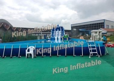 Blue Dolphin Support Basin Inflatable Water Parks With Slide Plato PVC