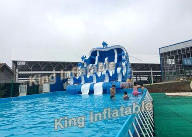 Blue Dolphin Support Basin Inflatable Water Parks With Slide Plato PVC