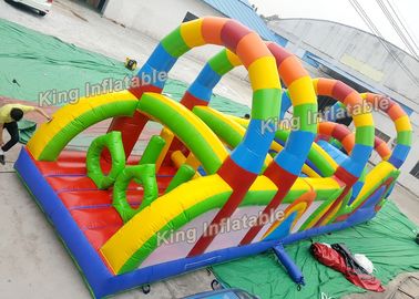 12 m Colorful Rainbow Printed Inflatable Obstacle Games Passing Courses PVC