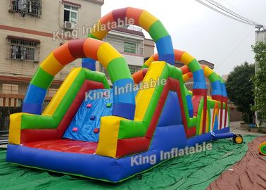12 m Colorful Rainbow Printed Inflatable Obstacle Games Passing Courses PVC