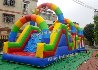 12 m Colorful Rainbow Printed Inflatable Obstacle Games Passing Courses PVC