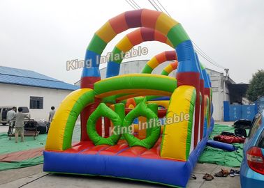 12 m Colorful Rainbow Printed Inflatable Obstacle Games Passing Courses PVC