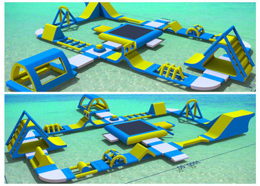 UV Resistant Reinforced 3000M Inflatable Water Parks , Inflatable Floating Aqua Park