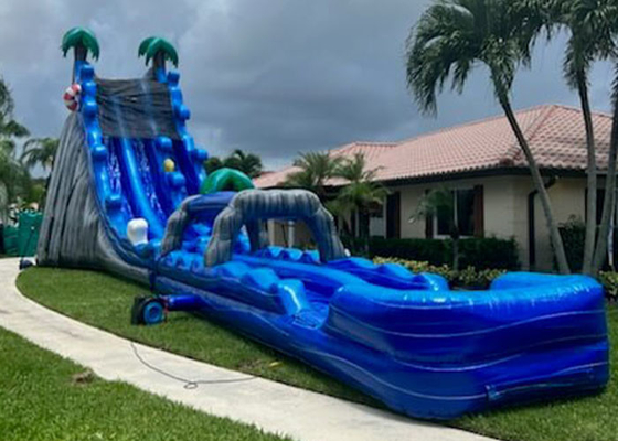 Large Inflatable Water Slides Blue Outdoor Commercial Grade Inflatable Water Slide