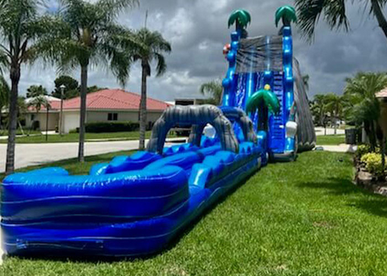 Large Inflatable Water Slides Blue Outdoor Commercial Grade Inflatable Water Slide