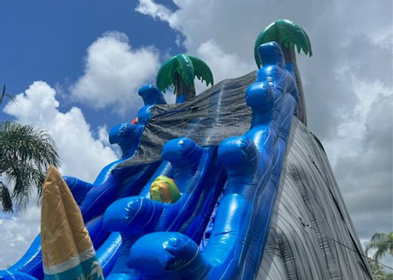 Large Inflatable Water Slides Blue Outdoor Commercial Grade Inflatable Water Slide