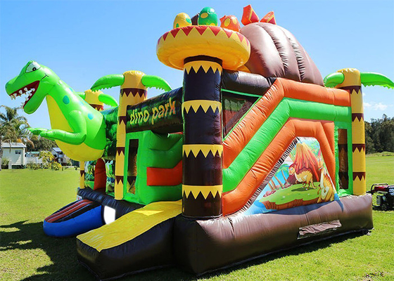 Adults And Kids Outdoor Game 0.55mm PVC Dinosaur Inflatable Bouncy Castle Rental