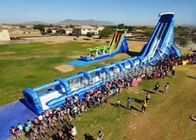 Customized Blue Giant Inflatable Water Slide Commercial For Adult / Kids