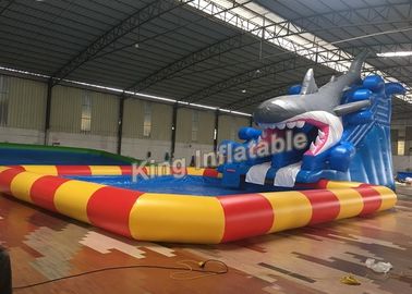 Blue Shark Inflatable Water Parks Waterproof Inflatable Swimming Pool 8m X 6m