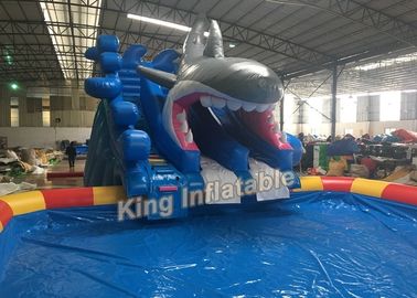 Blue Shark Inflatable Water Parks Waterproof Inflatable Swimming Pool 8m X 6m