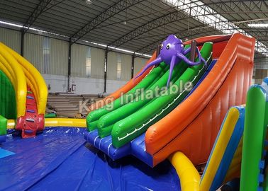 Yellow / Blue Giant Inflatable Water Parks Animal Theme 0.55mm PVC Tarpaulin