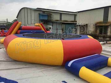 0.9mm PVC Tarpaulin Huge Inflatable Water Parks 40m Diameter With Red / Blue Colour