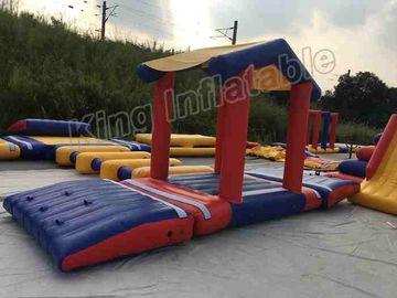 0.9mm PVC Tarpaulin Huge Inflatable Water Parks 40m Diameter With Red / Blue Colour