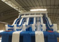 Four Lane Blue Inflatable Water Slide Adult / Kids Swimming Pool Water Slide