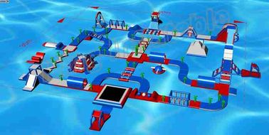 Giant Exciting Inflatable Aqua Park / Inflatable Playground With Slide 50 * 35m