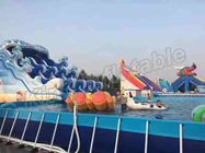 2 Years Warranty Animal Inflatable Water Parks With Frame Pool / Cartoon Slide