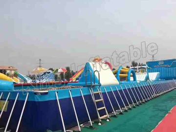 2 Years Warranty Animal Inflatable Water Parks With Frame Pool / Cartoon Slide