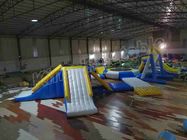 Outside Large Water Slide Inflatable Water Parks With Floating Trampoline