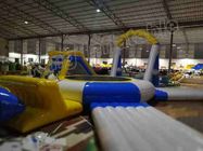 Outside Large Water Slide Inflatable Water Parks With Floating Trampoline