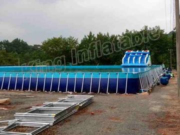 Large Frame Pool / Rainbow Slide Amazing Inflatable Water Park For Entertainment