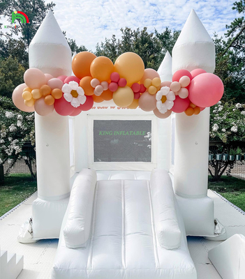 Custom Wedding Party Inflatable Bouncer White Bouncy House Jumping Castle Commercial Bounce Castle