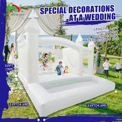 Kids Jumping Bounce Slide White Inflatable Wedding Bouncy House With Ball Pit Pool