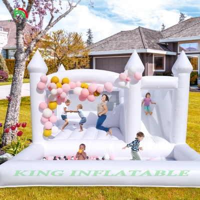 Kids Jumping Bounce Slide White Inflatable Wedding Bouncy House With Ball Pit Pool