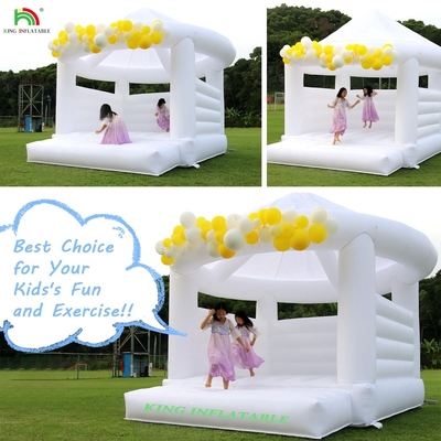 Custom White Inflatable Bounce Castle Party  Wedding Bouncer House With Circular Roof