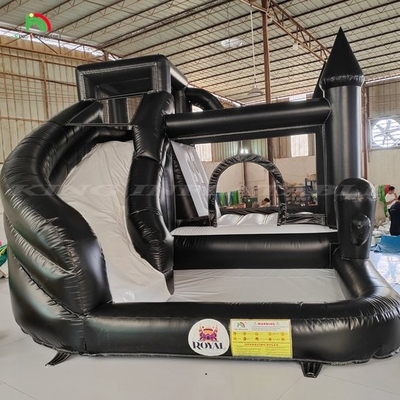 Commercial Inflatable Bouncer Jumping Castle Wedding Toddler Black Bounce House With Slide