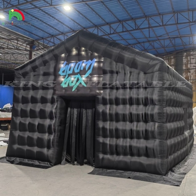 Portable Large Party Tent House Black LED Light Disco Bar Inflatable Cube Tent