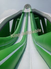 Giant Green Exciting Trippo Inflatable Water Slide With 3 Lane For Adult