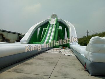 Giant Green Exciting Trippo Inflatable Water Slide With 3 Lane For Adult