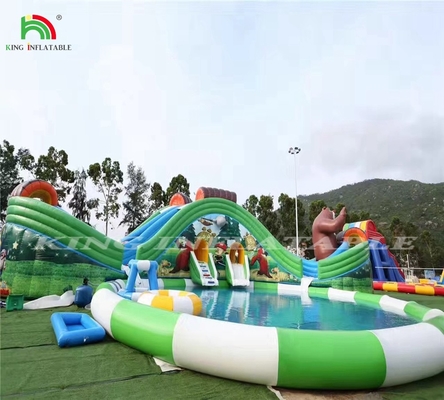 Inflatable Ground Water Park Inflatable Slide With Three Pool