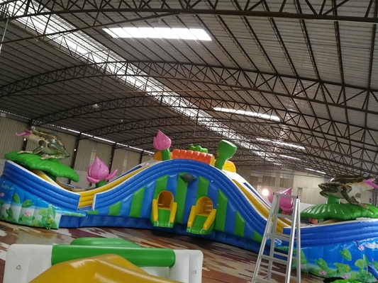 Inflatable Ground Water Park Inflatable Slide With Three Pool