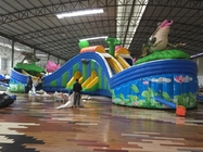 Inflatable Ground Water Park Inflatable Slide With Three Pool