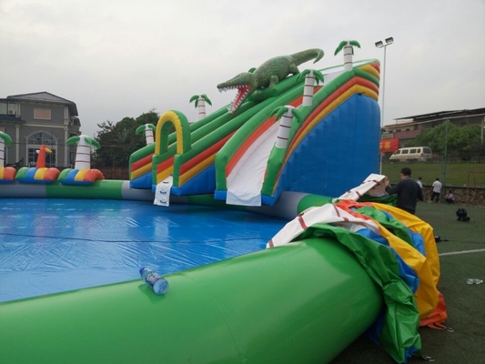 Commercial Water Play Equipment Mobile Land Inflatable Ground Water Park Large Pool Slide