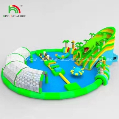 Commercial Water Play Equipment Mobile Land Inflatable Ground Water Park Large Pool Slide