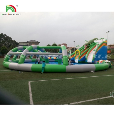 Commercial Water Play Equipment Mobile Land Inflatable Ground Water Park Large Pool Slide