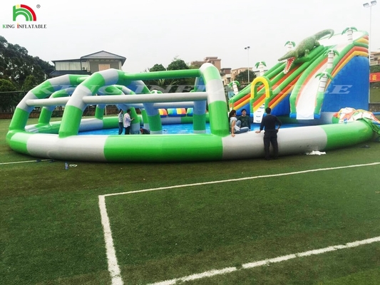 Commercial Water Play Equipment Mobile Land Inflatable Ground Water Park Large Pool Slide