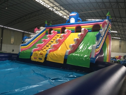 Outdoor Games Inflatable Slide Park Inflate Large Inflatable Water Slides With Swimming Pool